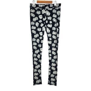 Divided H&M Black Grey Floral Roses Leggings Size M
